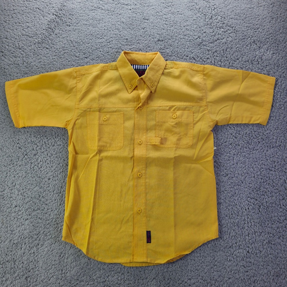 Bugle Boy Kids Yellow Short Sleeve Button Down Shirt Size L 7 Utility Pockets